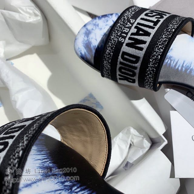 DIOR女鞋 迪奧2021專櫃新款磨砂新大底涼拖 Dior一字型刺繡平拖  naq1495